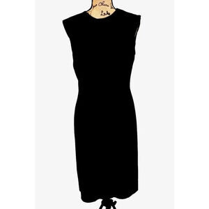 MM. Lafleur Women Dress 14 Black Sleeveless Sheath Zip Up Elegant Classic Career